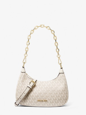 MICHAEL KORS Cora Medium Signature Logo Shoulder Bag in Cream