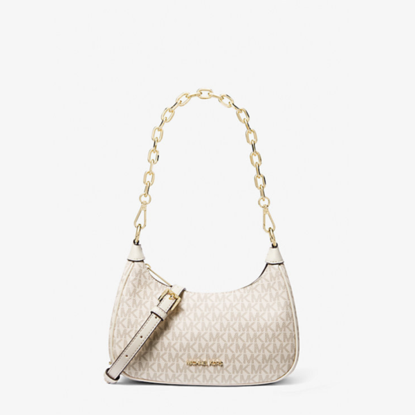 MICHAEL KORS Cora Medium Signature Logo Shoulder Bag in Cream