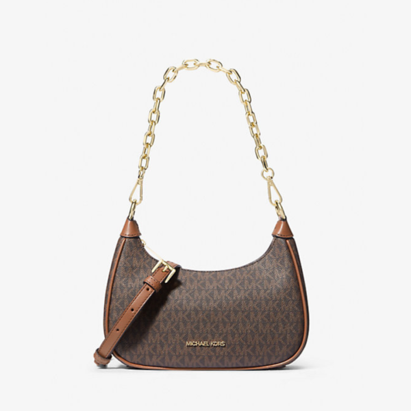 MICHAEL KORS Cora Medium Signature Logo Shoulder Bag in Brown