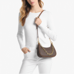 MICHAEL KORS Cora Medium Signature Logo Shoulder Bag in Brown