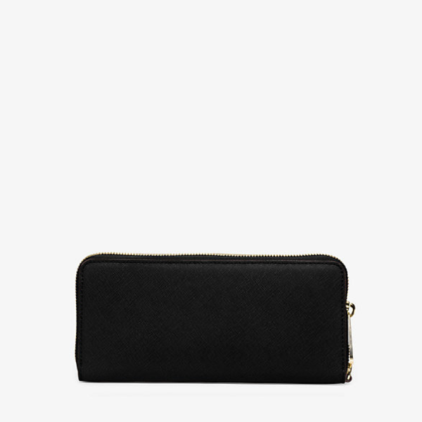 MICHAEL KORS Large Continental Leather Zip Wallet and Wristlet in Black