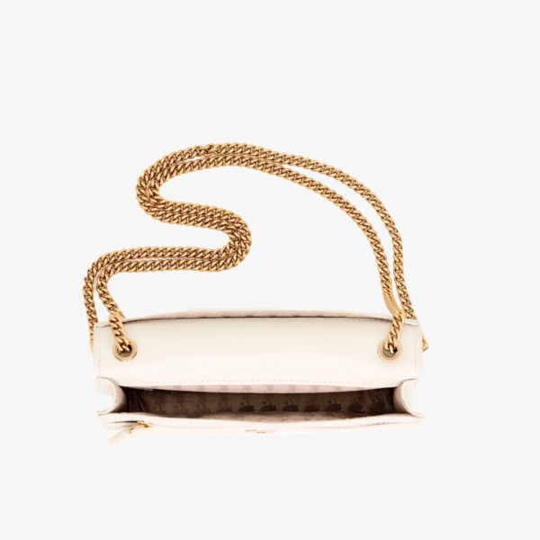 Karl Lagerfeld Small Logo Leather Shoulder Bag With Chain in Off White