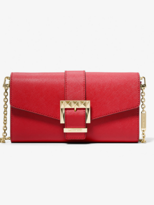 MICHAEL KORS Penelope Medium Leather Clutch in Red