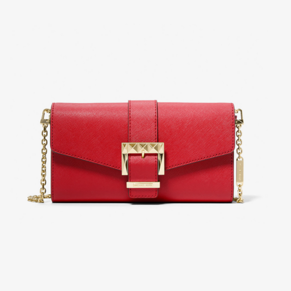 MICHAEL KORS Penelope Medium Leather Clutch in Red