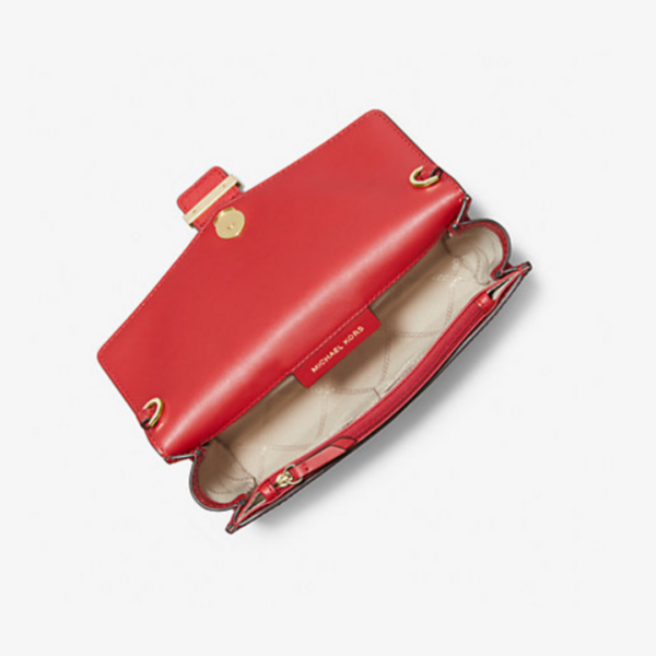 MICHAEL KORS Penelope Medium Leather Clutch in Red