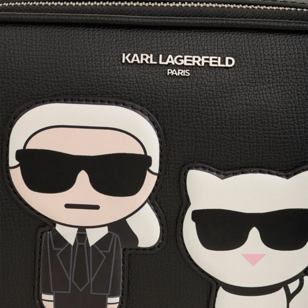 KARL LAGERFELD Maybelle Round Head Duo Camera Crossbody Bag in Black