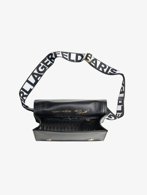 KARL LAGERFELD Simone Top Handle Signature Strap Crossbody Bag in Black