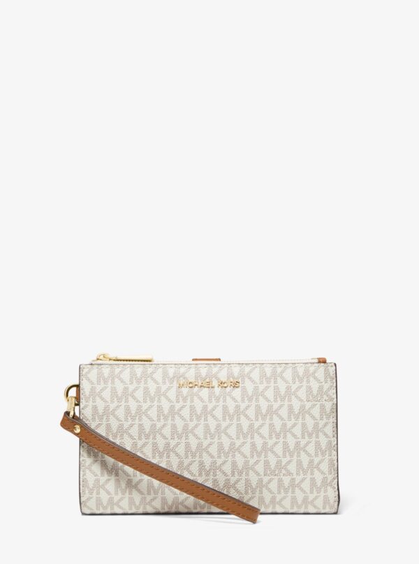 MICHAEL KORS Double zipper Smartphone Wallet in Signature Cream