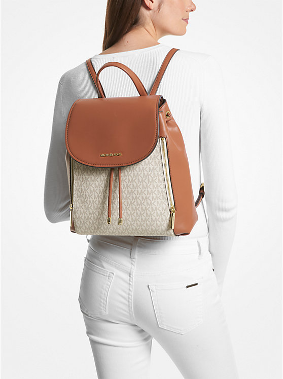 MICHAEL KORS Phoebe Medium Logo Backpack in Signature Cream