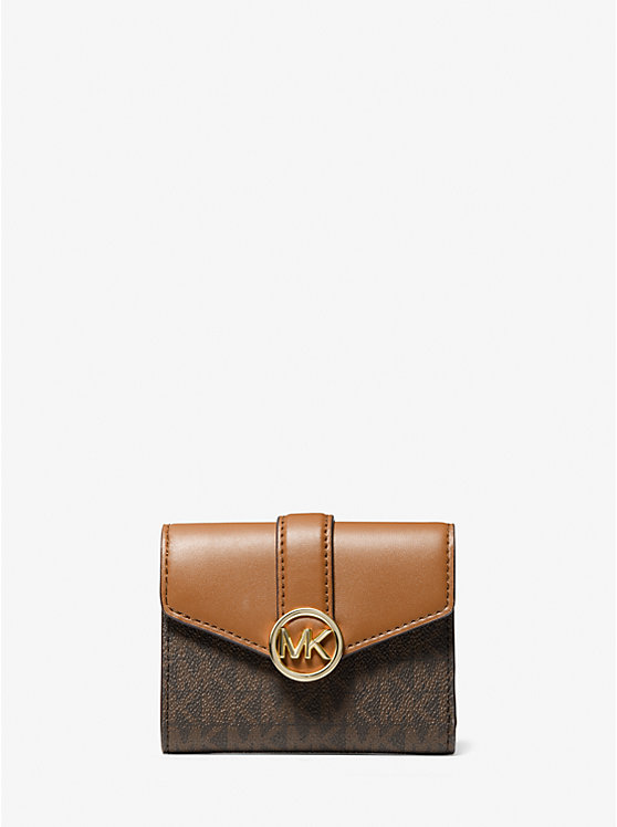 MICHAEL KORS Carmen Small Flap Bilfold Wallet in Signature Brown