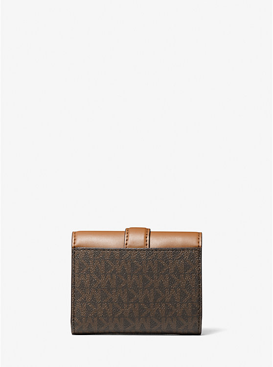 MICHAEL KORS Carmen Small Flap Bilfold Wallet in Signature Brown