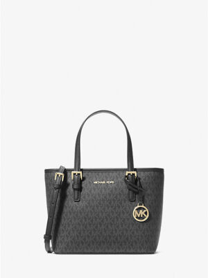 MICHAEL KORS Jet Set Travel Small Tote Bag in Signature Black