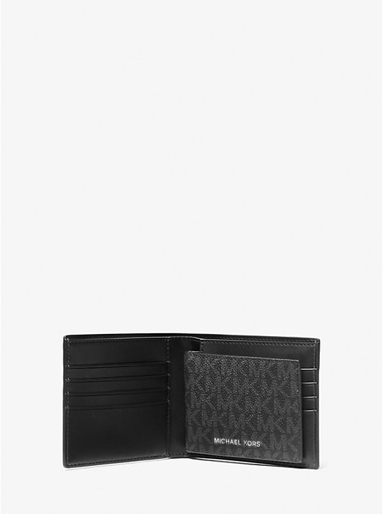 MICHAEL KORS Men Harrison Logo Billfold Wallet With Pass-case in Signature Black