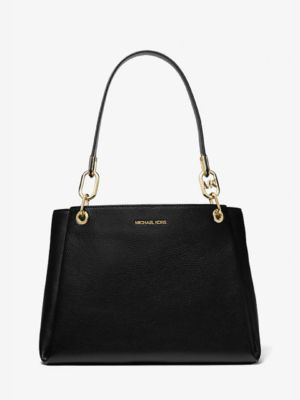 Michael Kors Trisha Large Pebbled Leather Shoulder Bag in Black