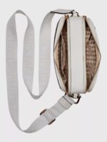 Karl Lagerfeld Maybelle camera crossbody with Golden pins in white