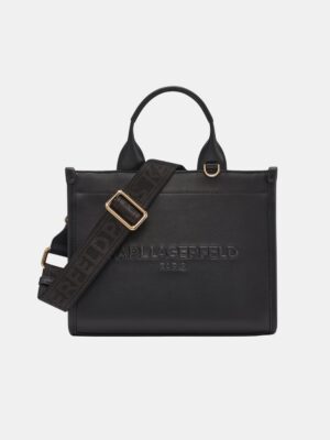 KARL LAGERFELD Kristina Small Satchel & Crossbody bag With Karl Choupette Pin in Leather Black