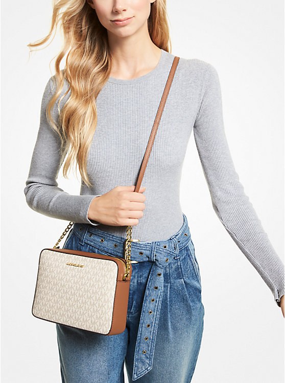 MICHAEL KORS Jet Set Crossbody Bag in Signature Cream