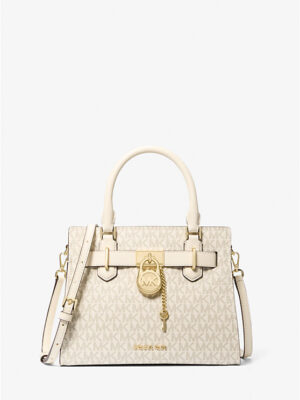 MICHAEL KORS Hamilton Satchel Bag in Signature Cream