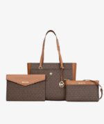 MICHAEL KORS Maisie Large Logo 3-in-1 Tote Bag in Signature Brown