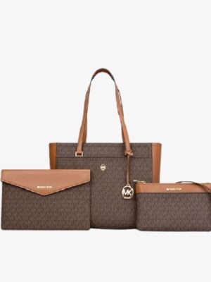 MICHAEL KORS Maisie Large Logo 3-in-1 Tote Bag in Signature Brown