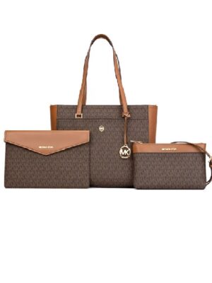 MICHAEL KORS Maisie Large Logo 3-in-1 Tote Bag in Signature Brown