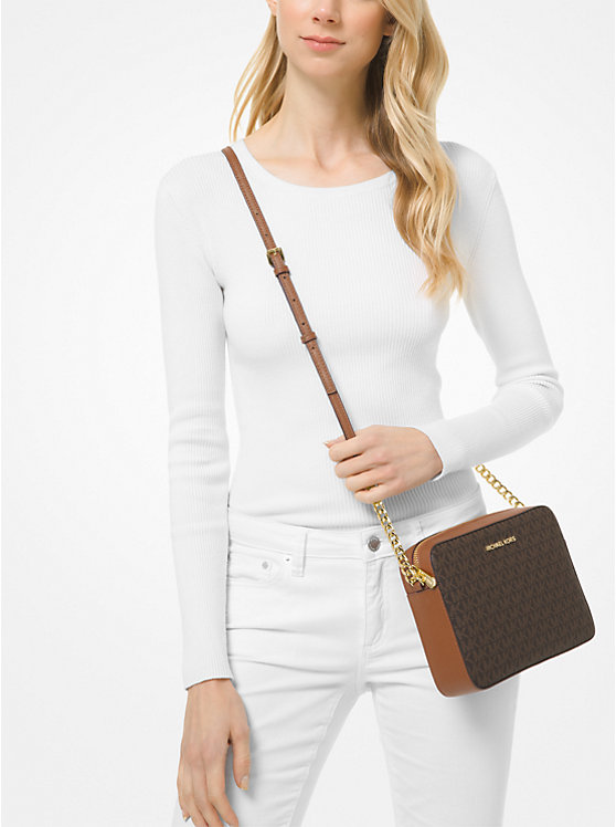 MICHAEL KORS Jet Set Crossbody Bag in Signature BROWN