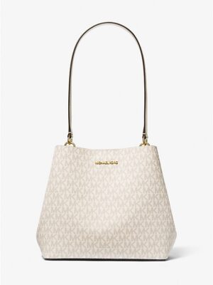 MICHAEL KORS Pratt Medium Bucket & Shoulder Bag In Signature Cream