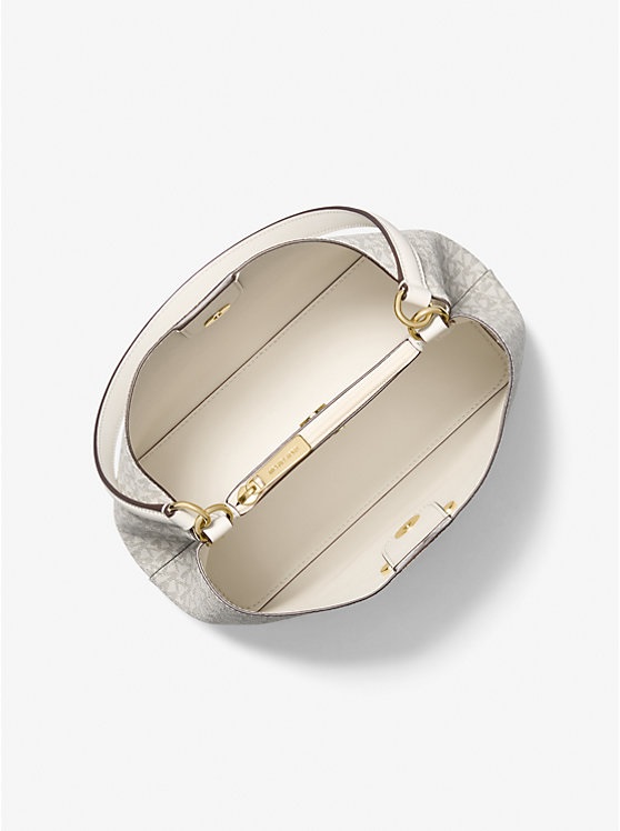 MICHAEL KORS Pratt Medium Bucket & Shoulder Bag In Signature Cream