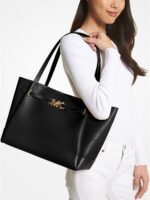 MICHAEL KORS Reed Leather Tote Bag In Black