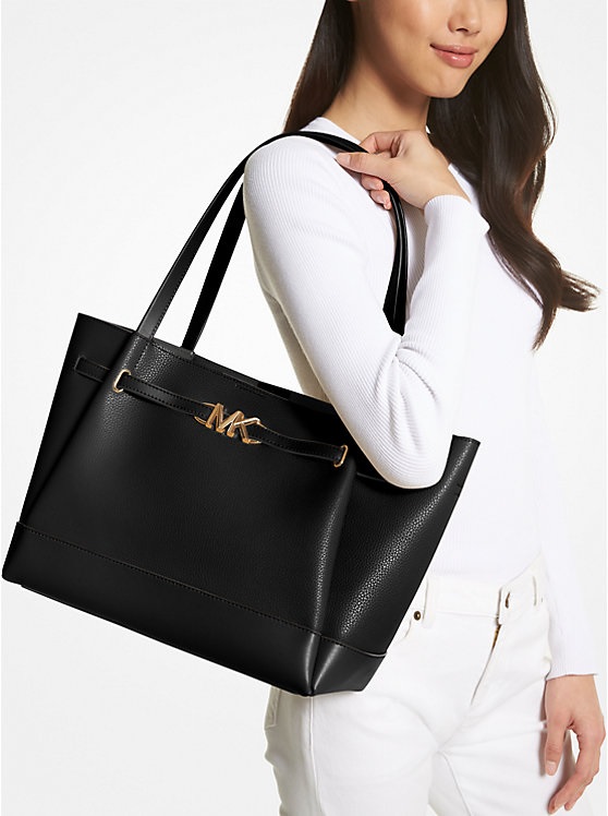 MICHAEL KORS Reed Leather Tote Bag In Black