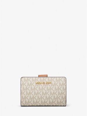 MICHAEL KORS Jet Set Travel Bifold Wallet in Signature cream
