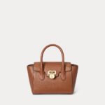 RALPH LAUREN Pebbled Leather Small Tanner Satchel Bag in Brown Tan
