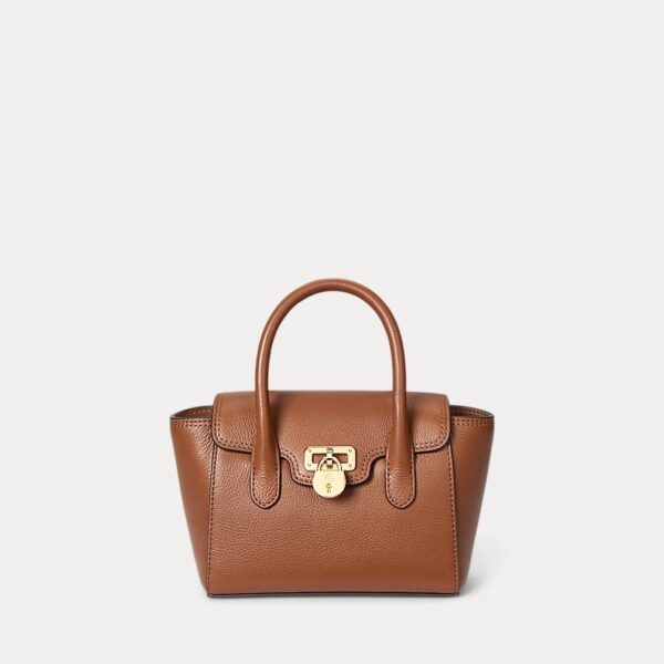 RALPH LAUREN Pebbled Leather Small Tanner Satchel Bag in Brown Tan