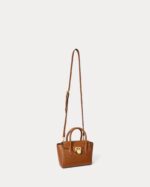 RALPH LAUREN Pebbled Leather Small Tanner Satchel Bag in Brown Tan