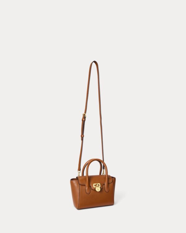 RALPH LAUREN Pebbled Leather Small Tanner Satchel Bag in Brown Tan