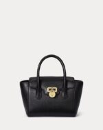 RALPH LAUREN Pebbled Leather Small Tanner Satchel Bag in Black