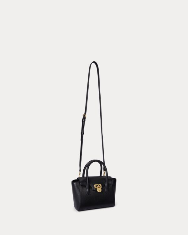 RALPH LAUREN Pebbled Leather Small Tanner Satchel Bag in Black