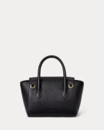 RALPH LAUREN Pebbled Leather Small Tanner Satchel Bag in Black