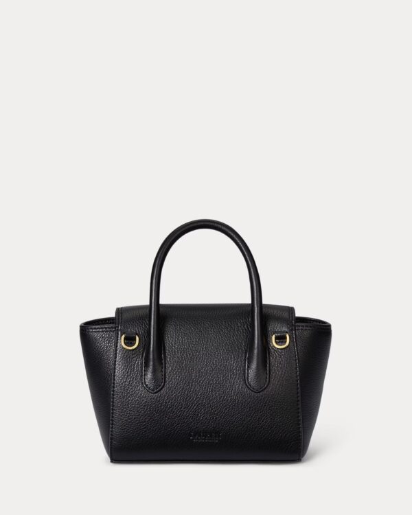 RALPH LAUREN Pebbled Leather Small Tanner Satchel Bag in Black