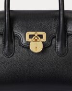 RALPH LAUREN Pebbled Leather Small Tanner Satchel Bag in Black