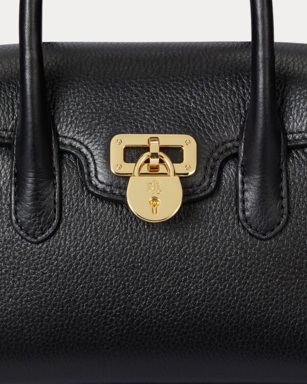RALPH LAUREN Pebbled Leather Small Tanner Satchel Bag in Black