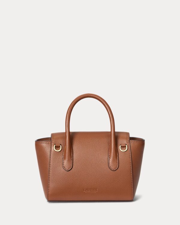 RALPH LAUREN Pebbled Leather Small Tanner Satchel Bag in Brown Tan