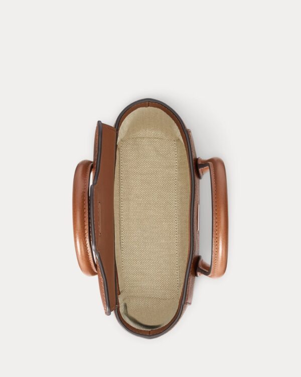 RALPH LAUREN Pebbled Leather Small Tanner Satchel Bag in Brown Tan