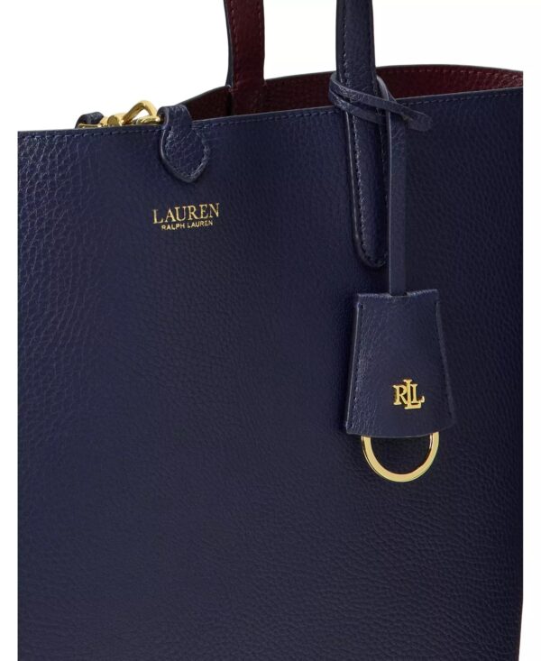 Ralph Lauren Reversible Medium Tote In Navy & Burgundy With Wristlet