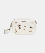Karl Lagerfeld Maybelle camera crossbody with Golden pins in white