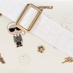 Karl Lagerfeld Maybelle camera crossbody with Golden pins in white