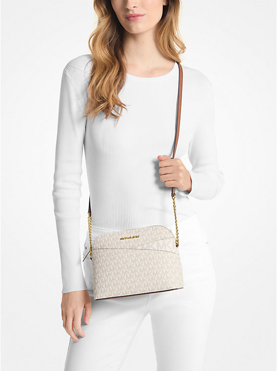 MICHAEL KORS Jet Set Dome Crossbody Bag in Signature Cream