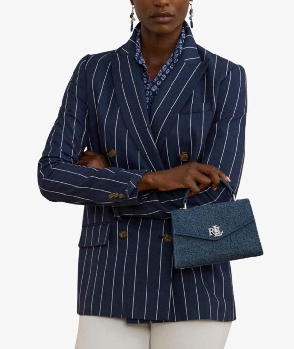 RALPH LAUREN Small Farrah Satchel in Navy Blue