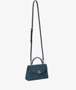 RALPH LAUREN Small Farrah Satchel in Navy Blue