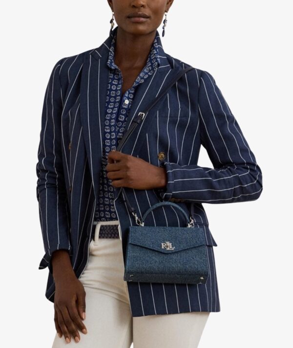 RALPH LAUREN Small Farrah Satchel in Navy Blue